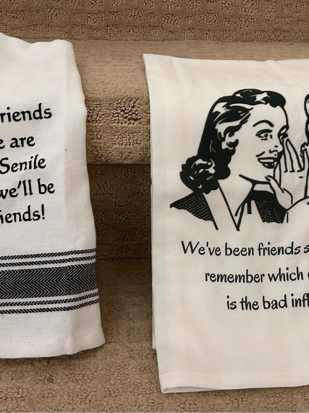 White and Black Vintage Humor Kitchen Towel - Set of 2